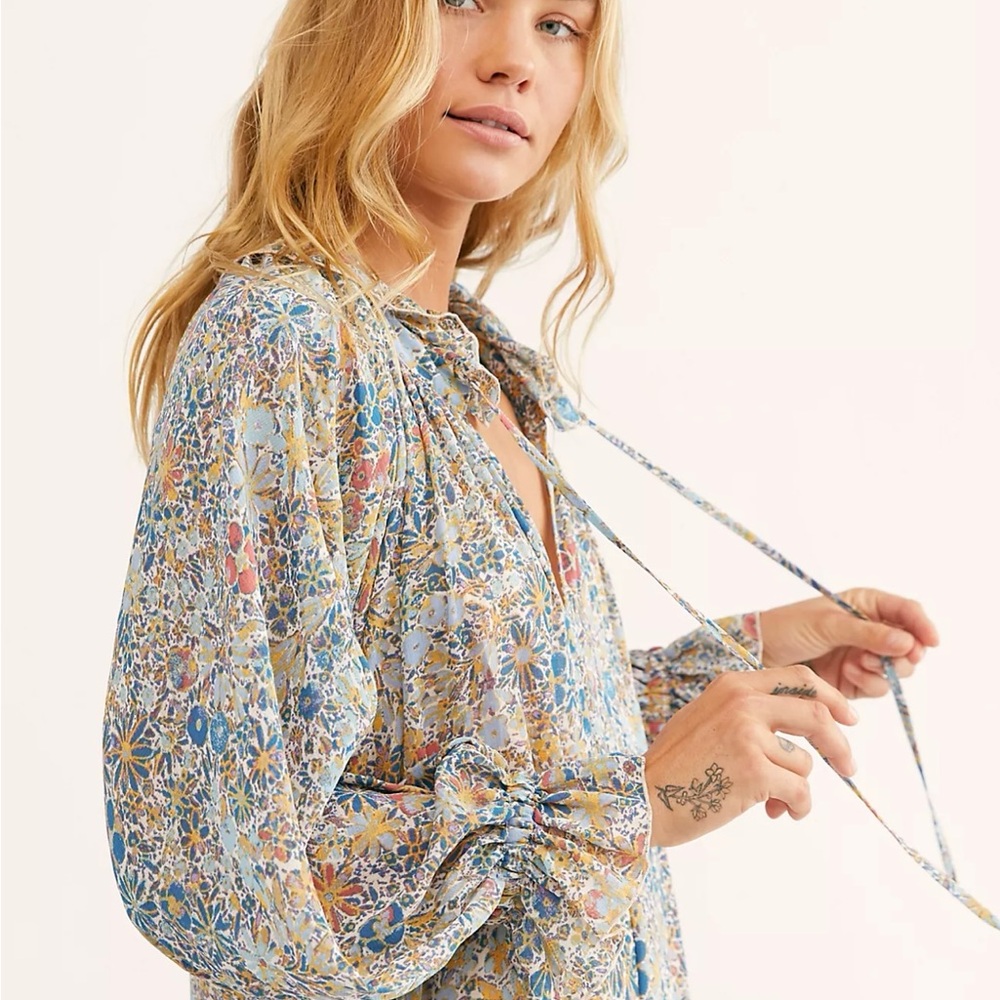 Free People Floral Long Sleeve Dress